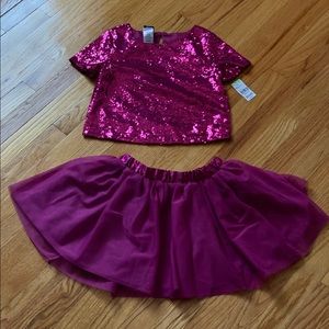 Girls two piece sequin top and skirt